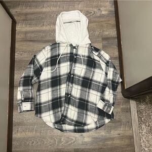 American Eagle Plaid Shirt oversized hooded flannel